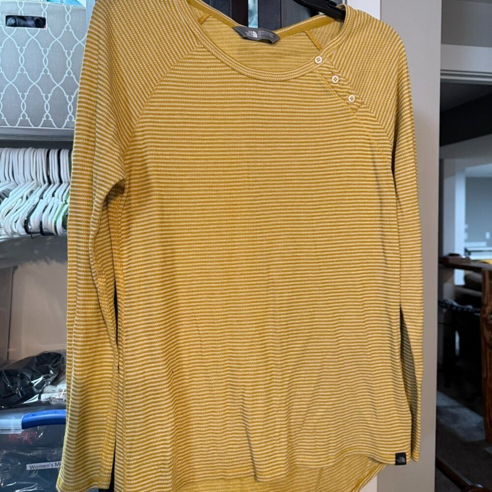 The North Face henley top - Gold/Mustard striped color
